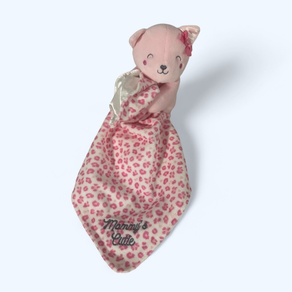 Carters Child Of Mine Pink Lovey Baby Blanket Mommy's Cutie Leopard kitty Rattle